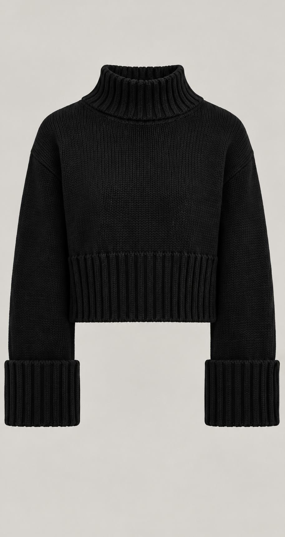 Black Chunky Roll Neck Knit Jumper