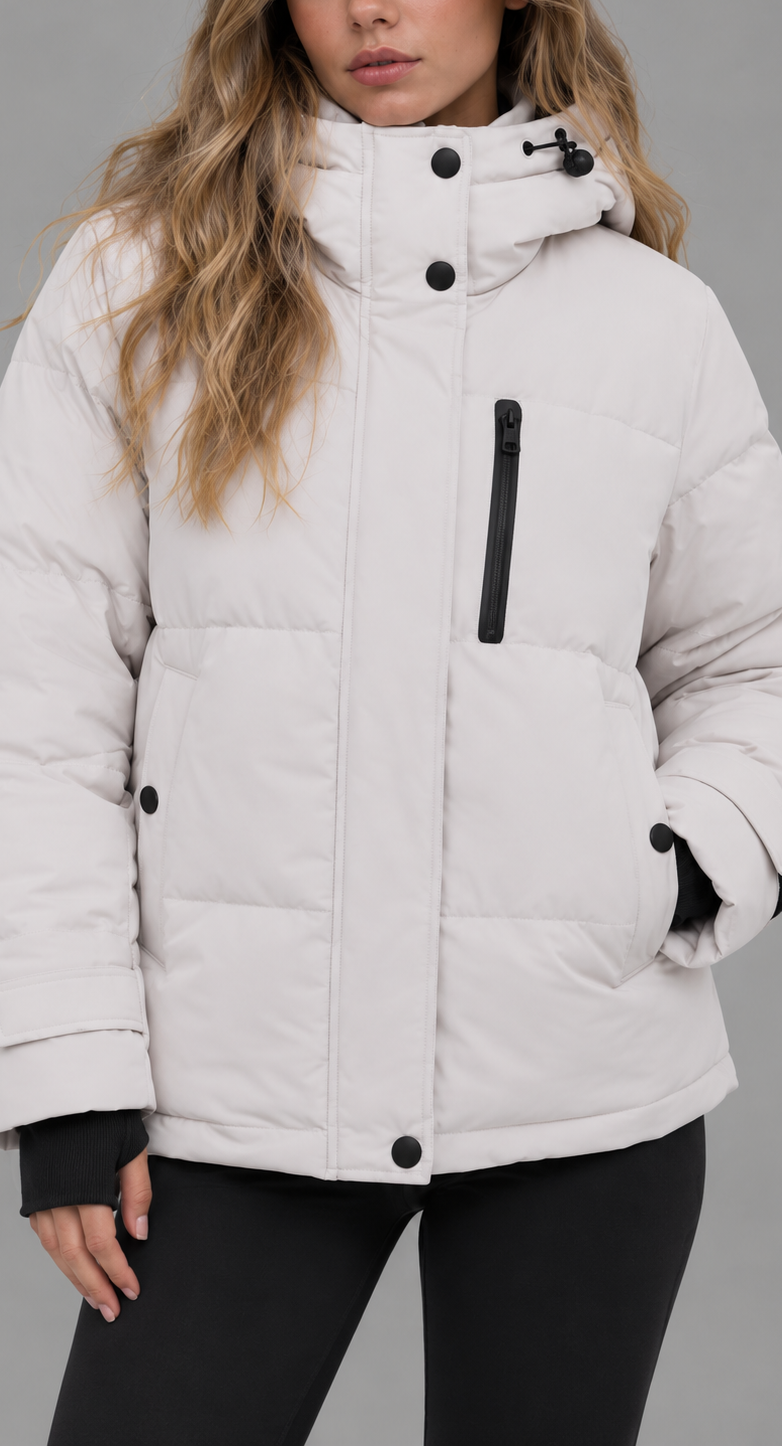 Cream Hooded Padded Puffer Jacket