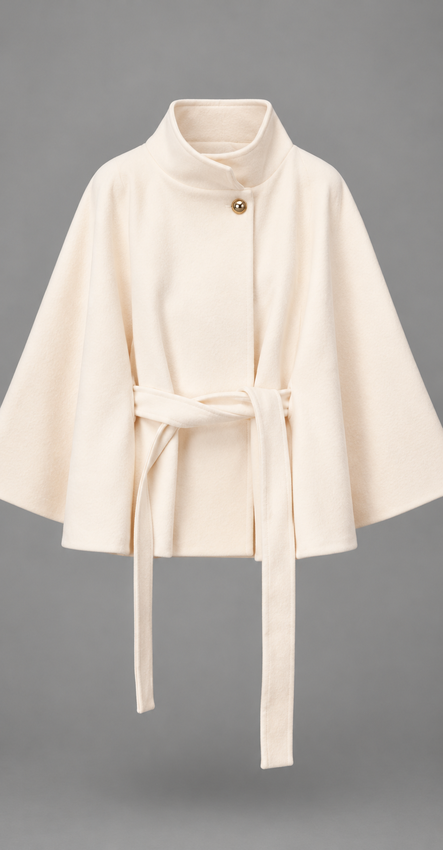 Cream Belted Wool Cape Coat