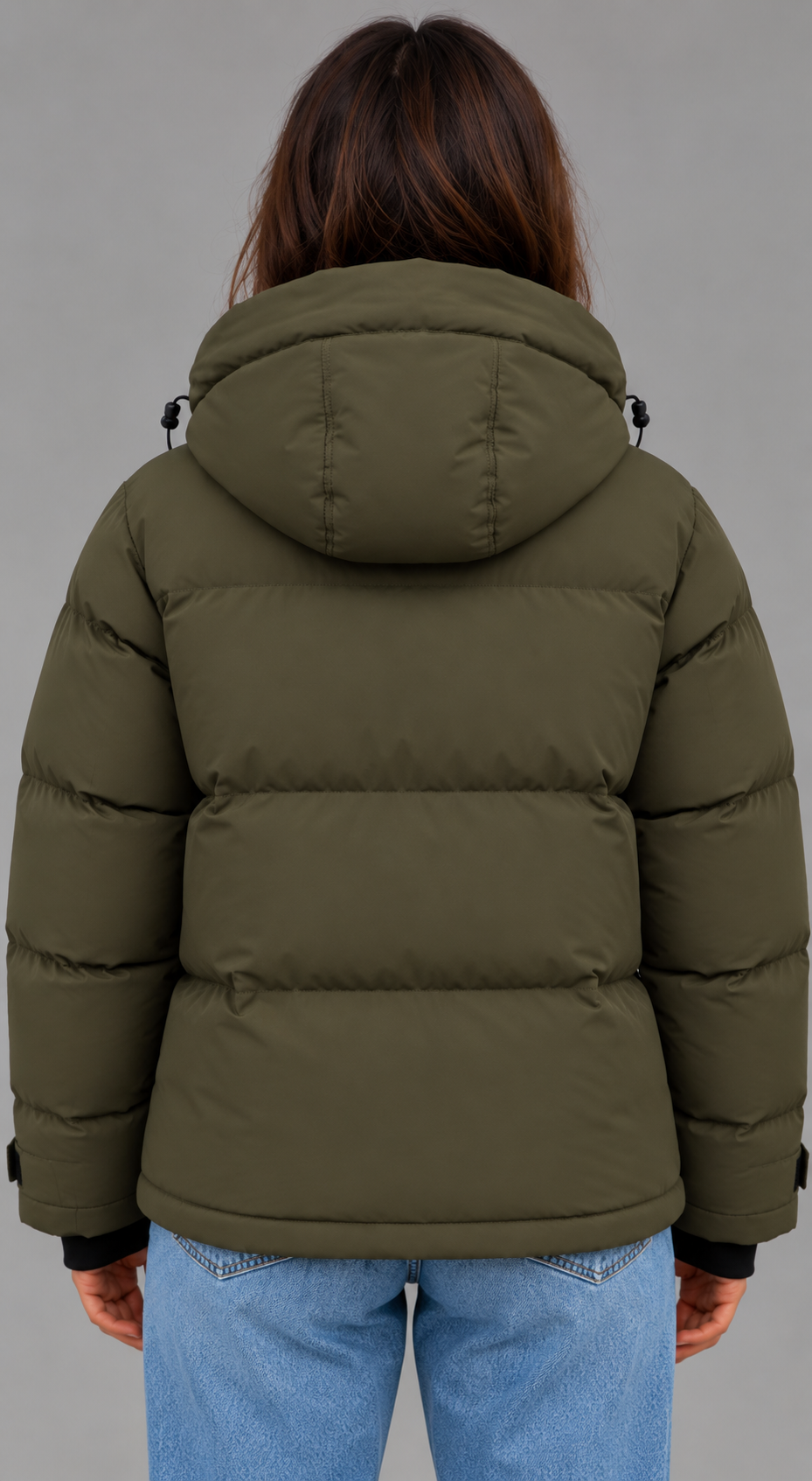 Khaki Hooded Padded Puffer Jacket
