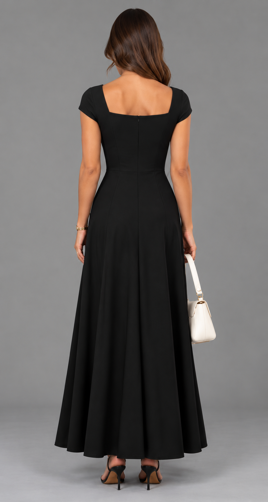 Square Neck Fit and Flare Maxi Dress
