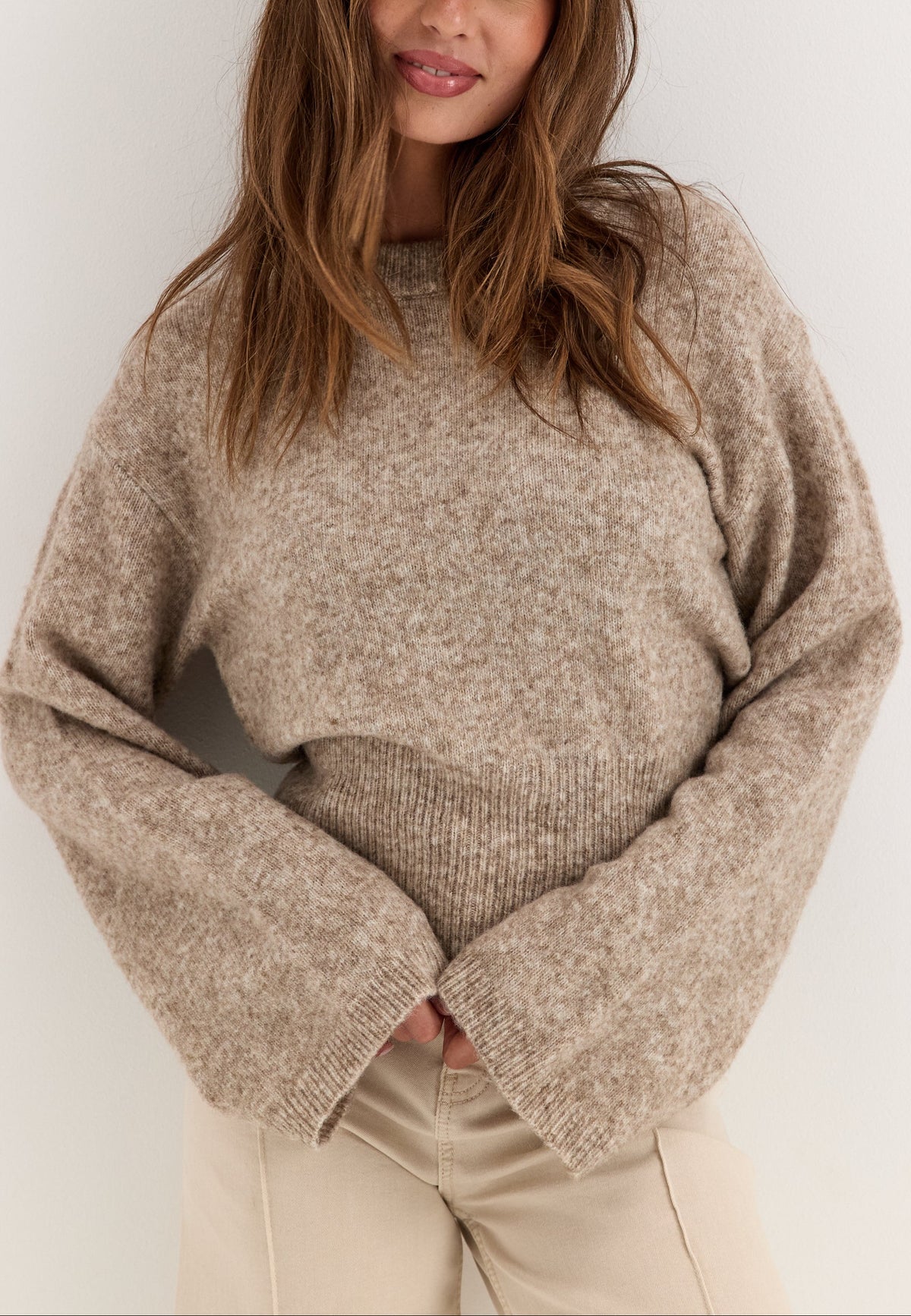 Oatmeal Oversized Crew Neck Jumper