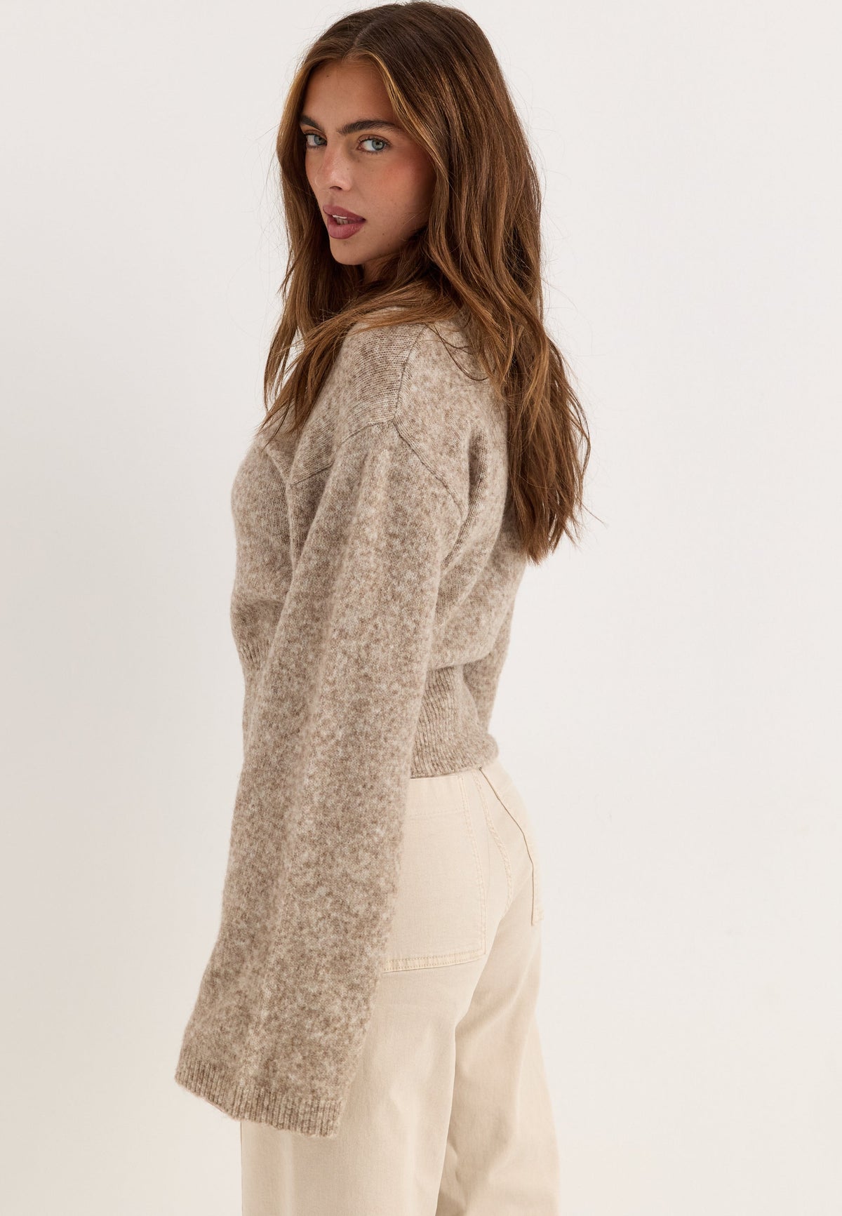 Oatmeal Oversized Crew Neck Jumper
