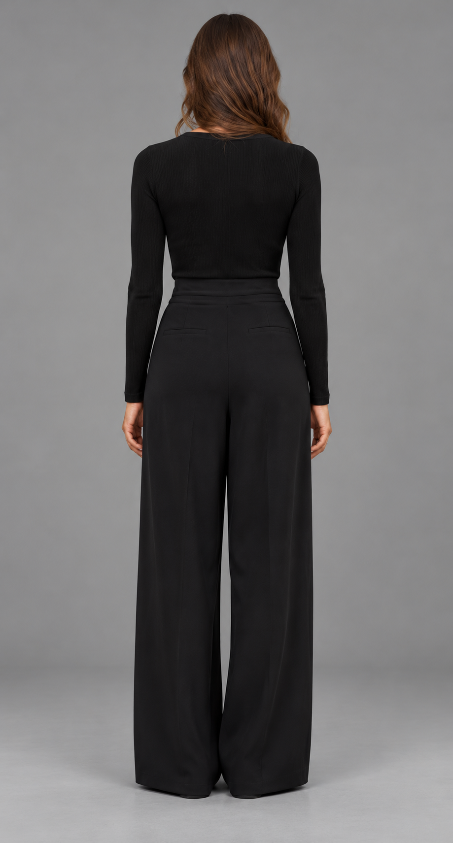 Black Pleated Wide Leg Trousers