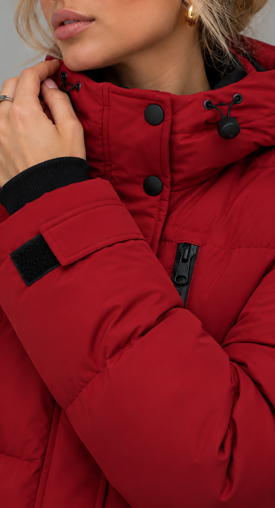 Red Hooded Padded Puffer Jacket