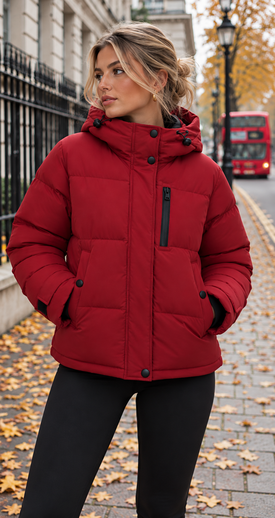 Red Hooded Padded Puffer Jacket