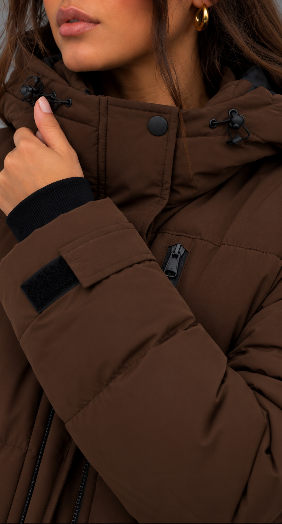 Brown Hooded Padded Puffer Jacket