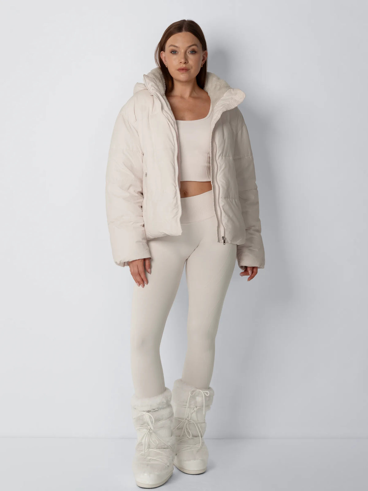 Cropped Fleece-Lined Puffer Jacket