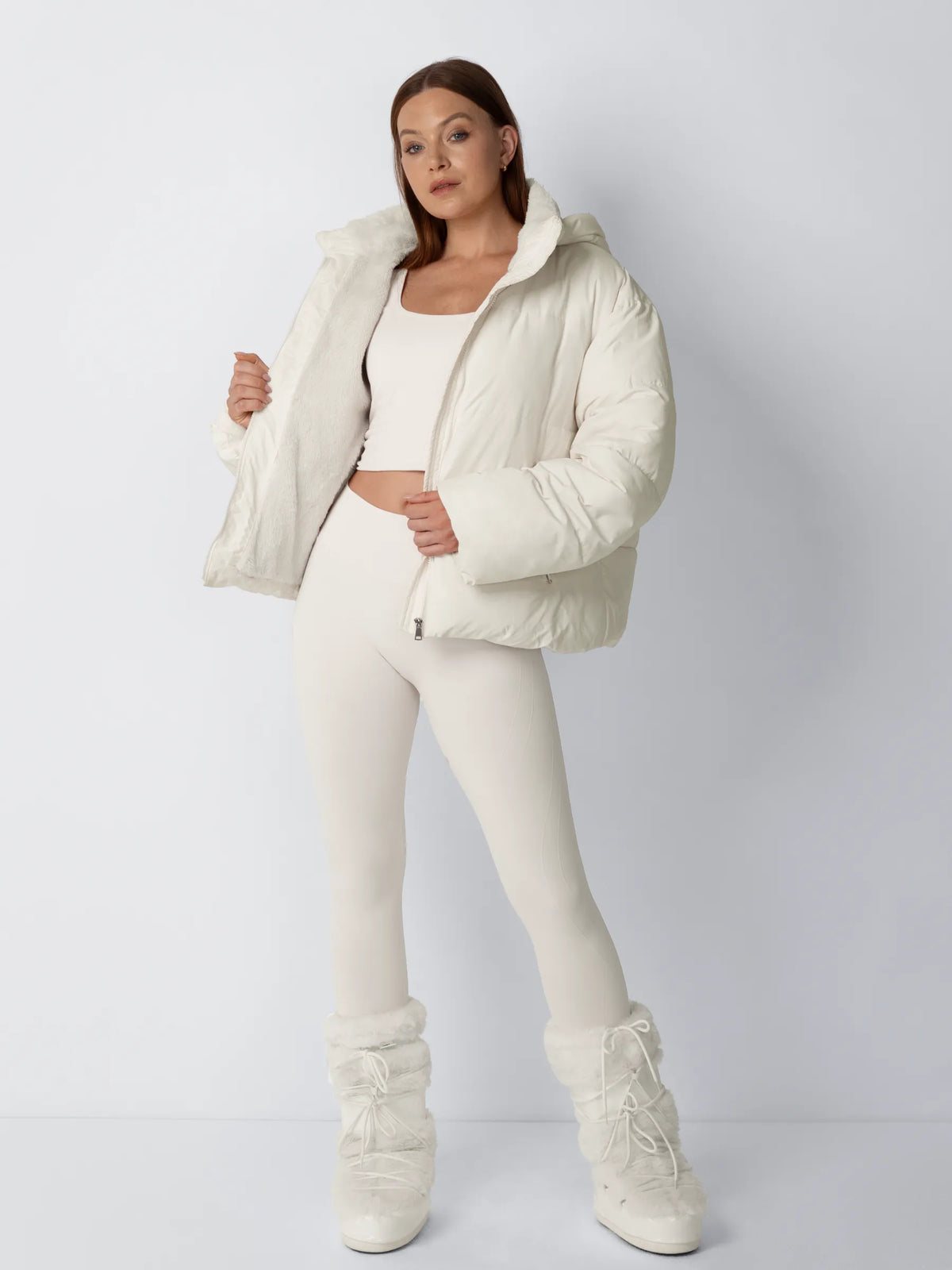 Cropped Fleece-Lined Puffer Jacket