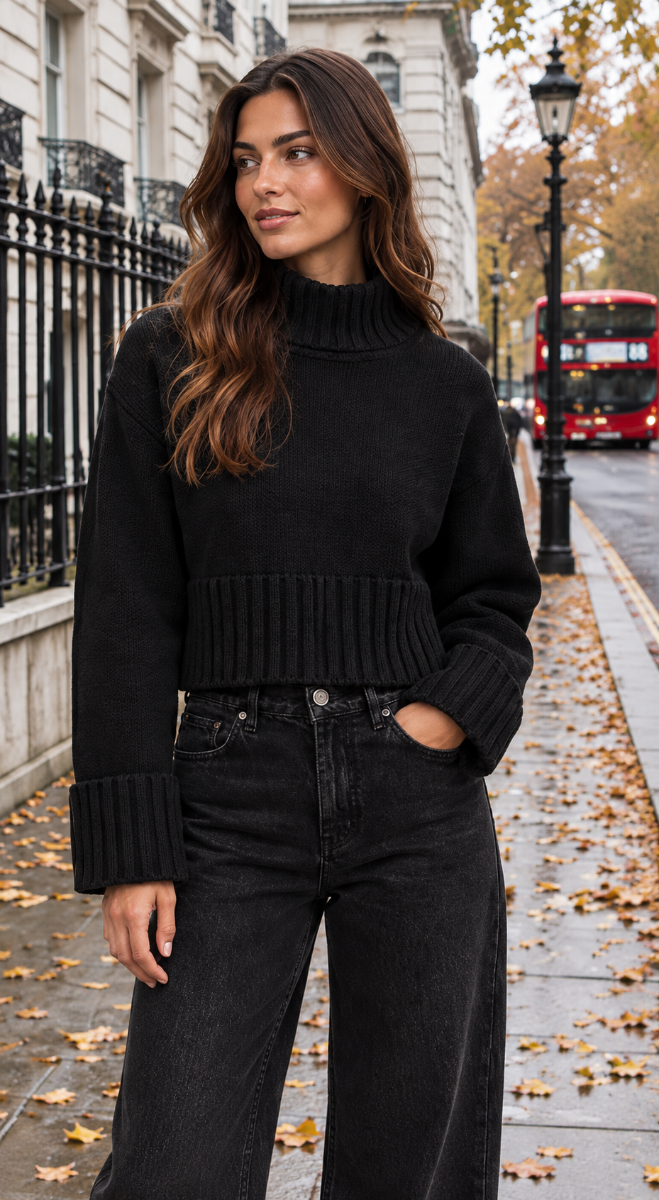 Black Chunky Roll Neck Knit Jumper