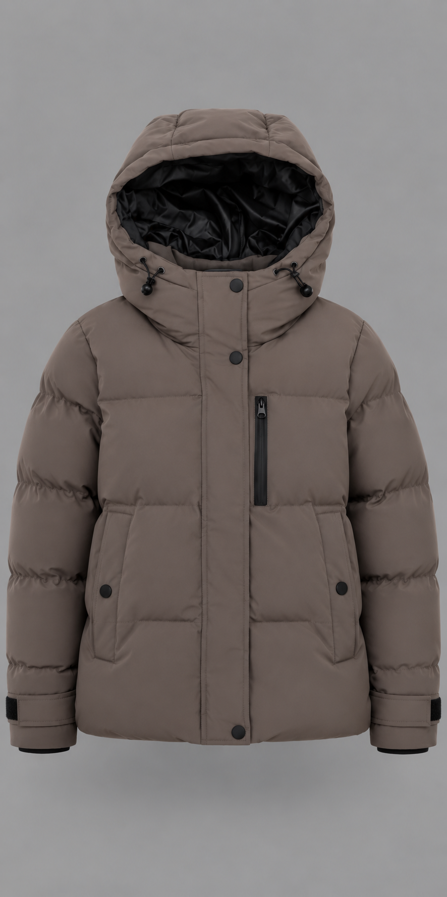 Taupe Hooded Padded Puffer Jacket