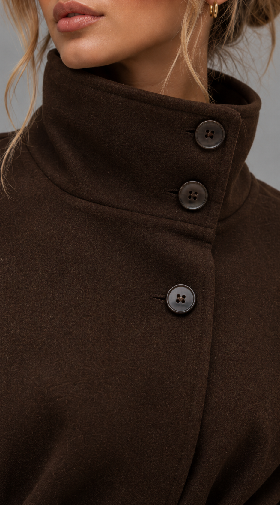 Brown Belted Wool Cape Coat