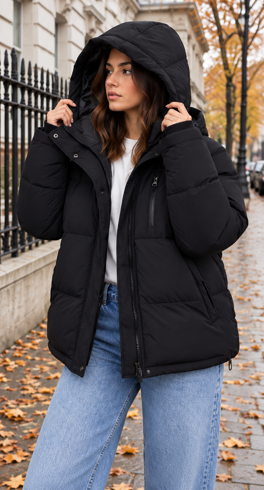 Black Hooded Padded Puffer Jacket