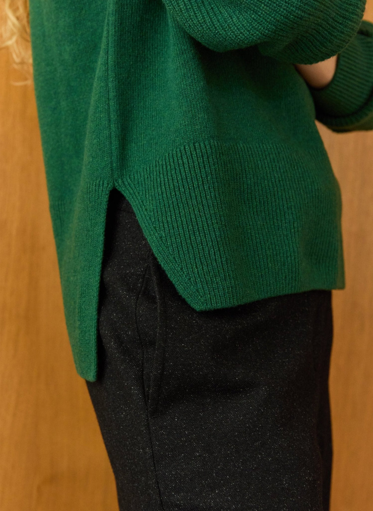 Forest Green Ribbed Turtleneck Jumper