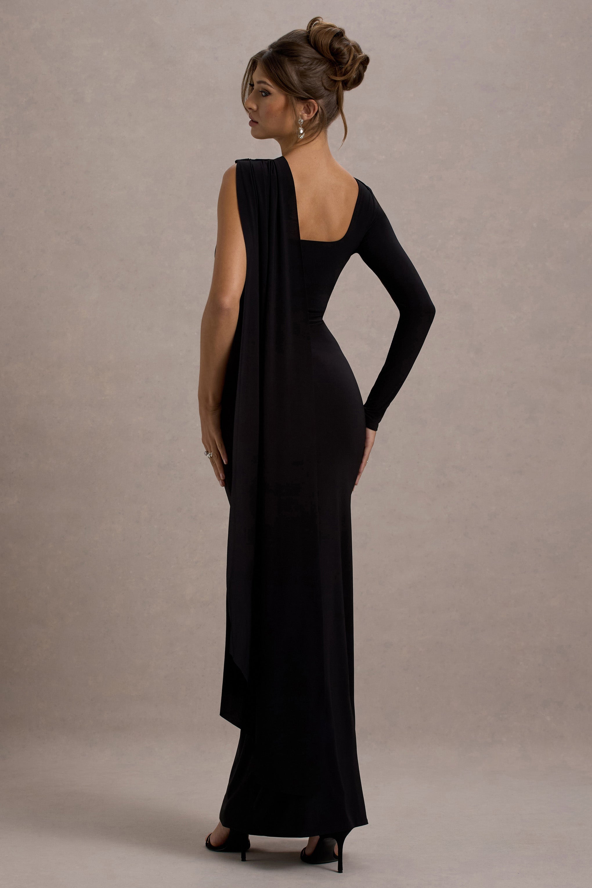 Ashini Black Cape Dress