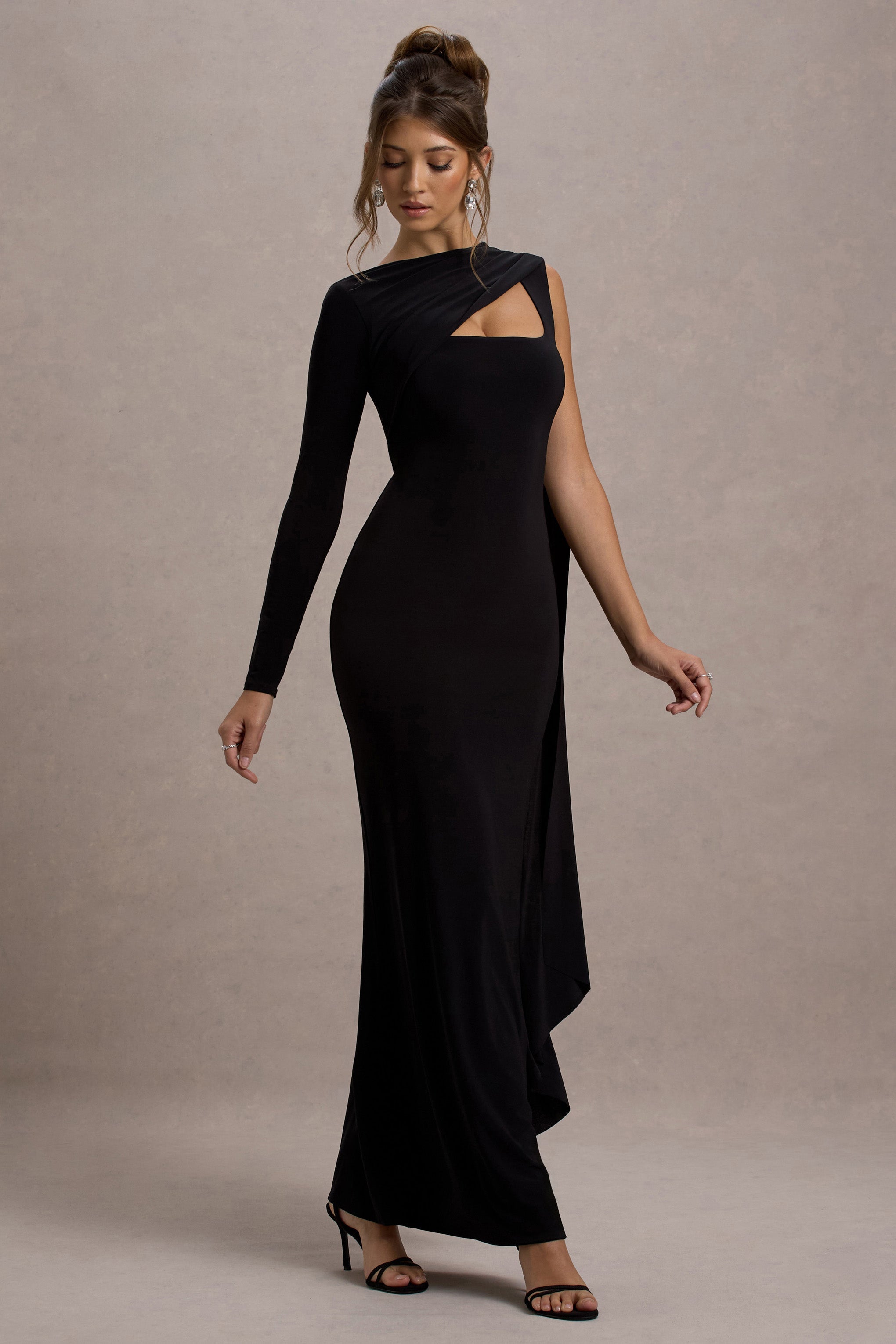 Ashini Black Cape Dress