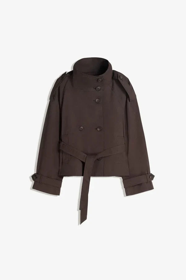 Brown Short Belted Trench Jacket