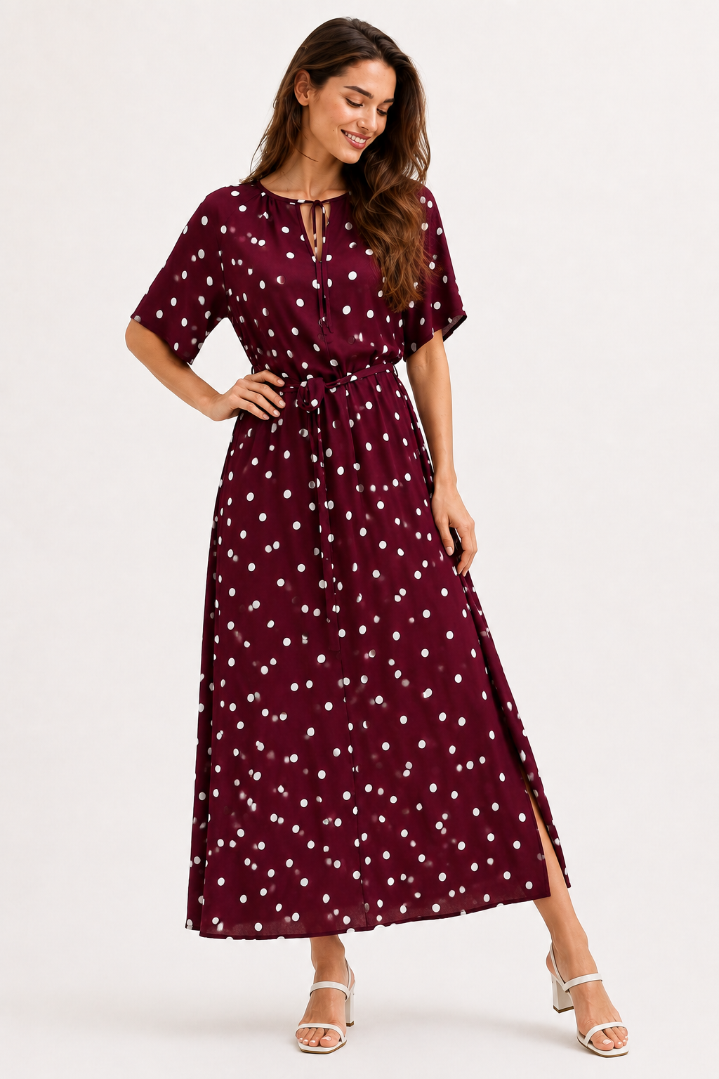 Elara Polka Dot Midi Dress