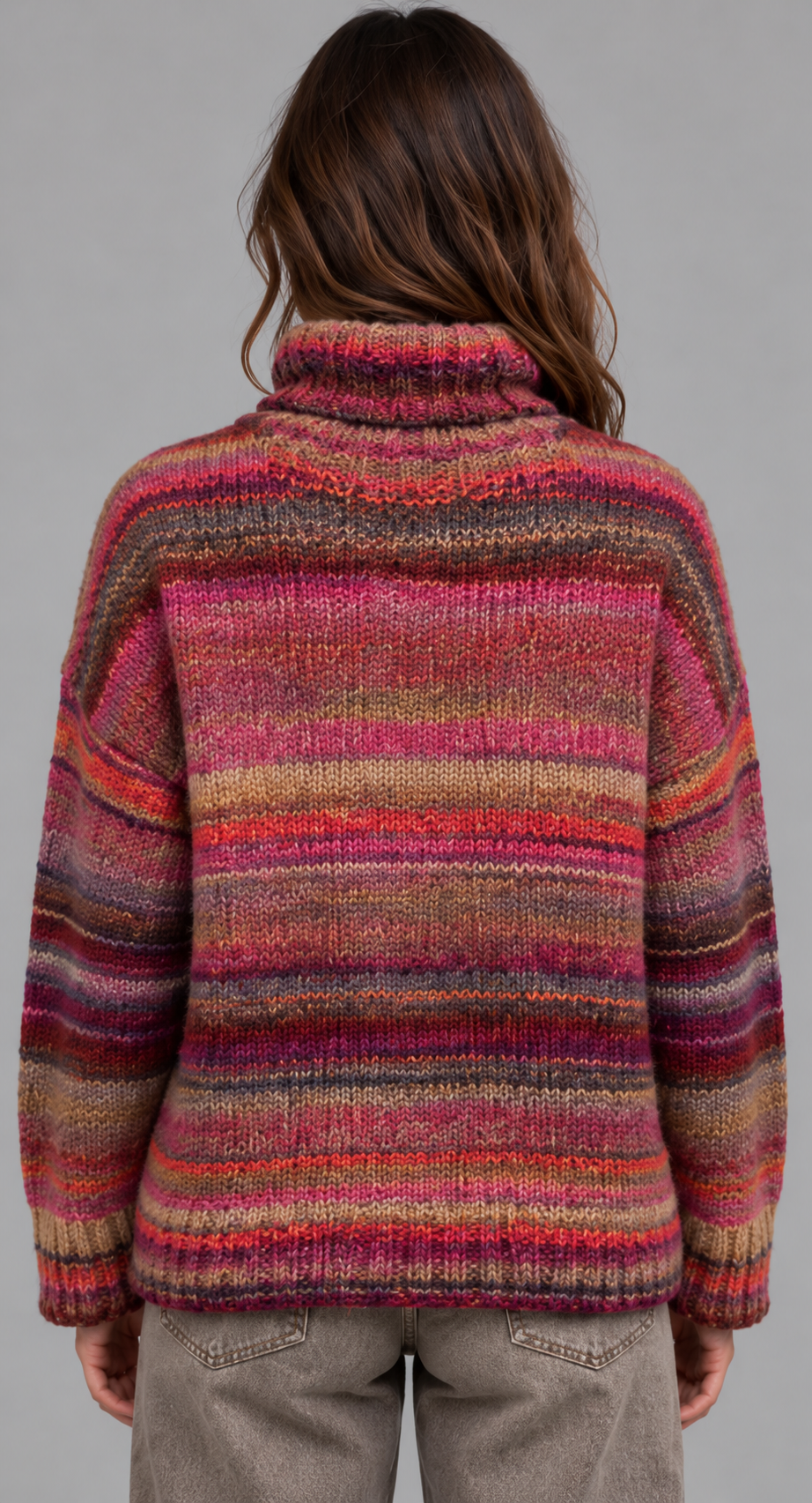 Multicolour Striped Roll Neck Jumper