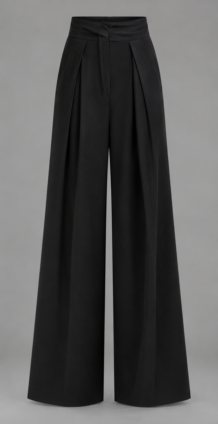 Black Pleated Wide Leg Trousers