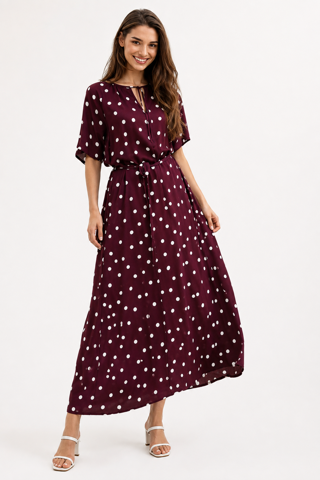 Elara Polka Dot Midi Dress
