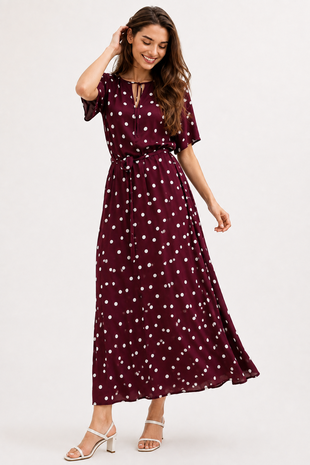 Elara Polka Dot Midi Dress