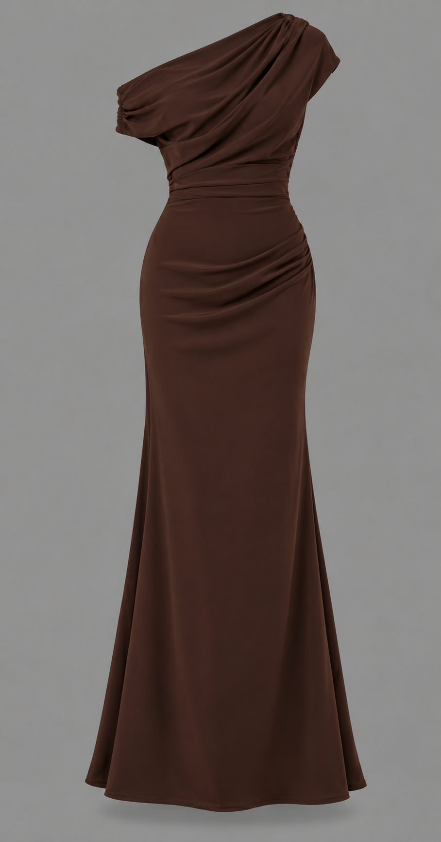 Asymmetric Draped Off Shoulder Maxi Dress