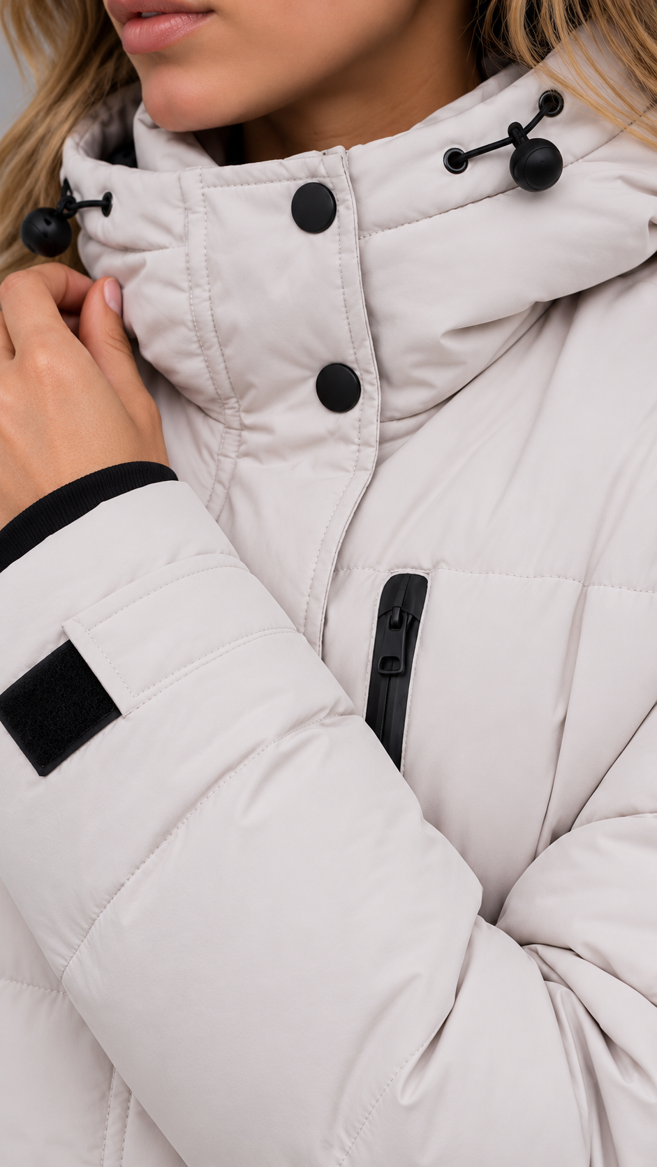 Cream Hooded Padded Puffer Jacket