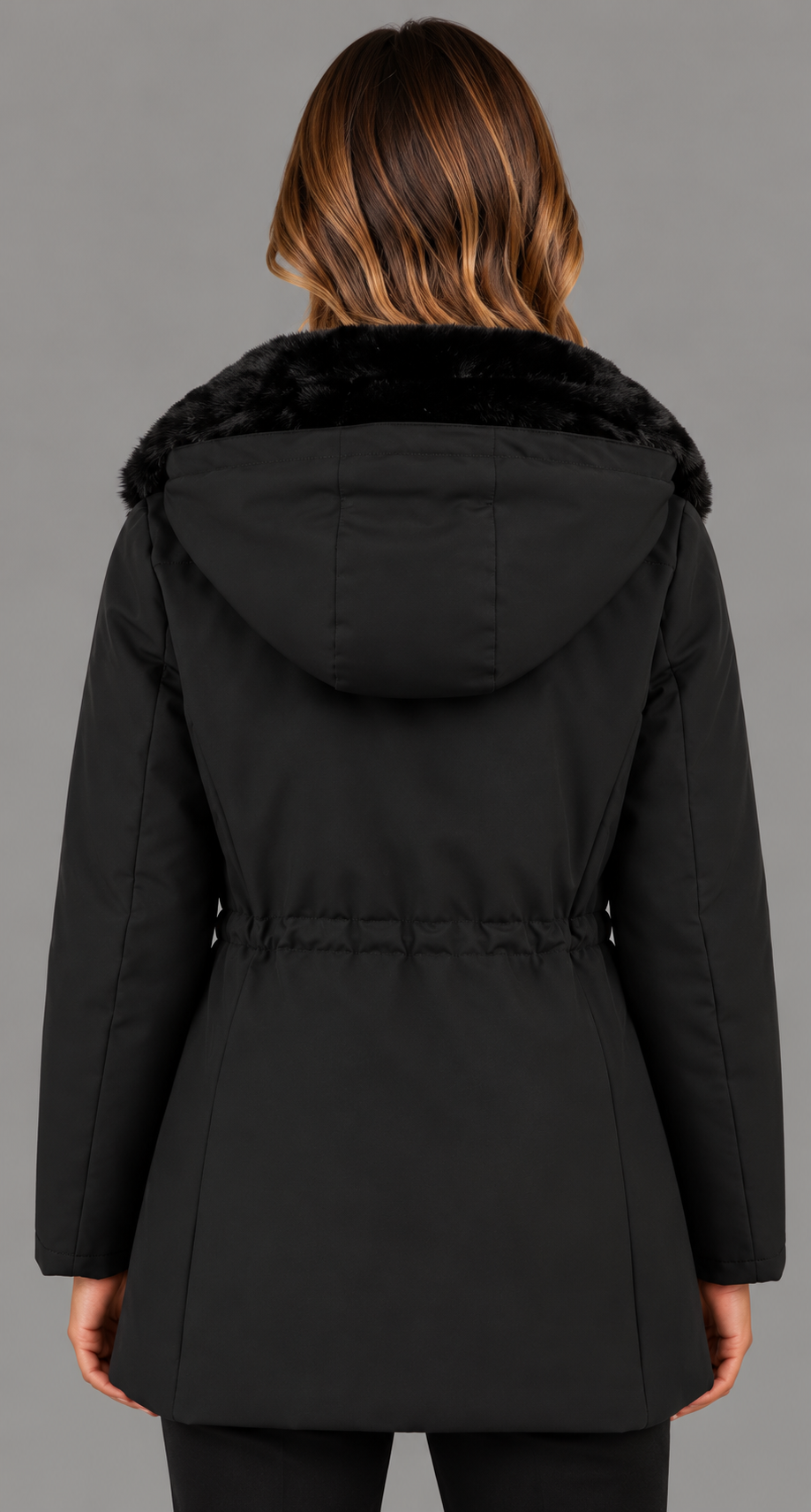 Faux Fur Collar Zip Up Coat