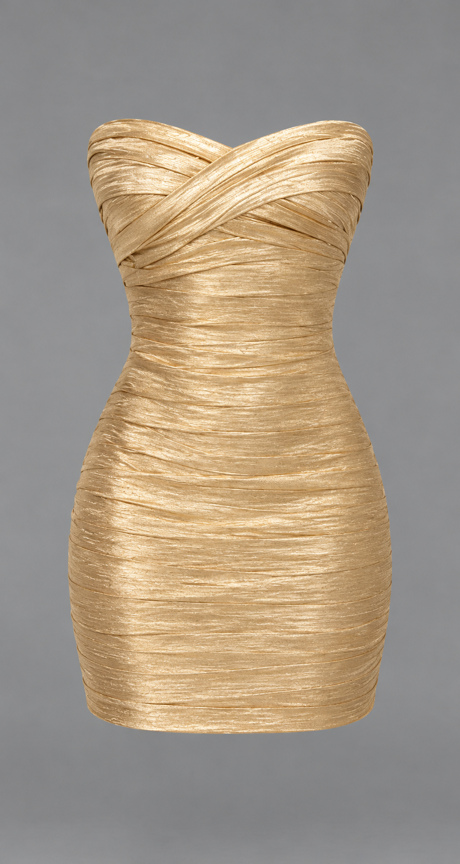 Gold Metallic Strapless Bodycon Mini Dress