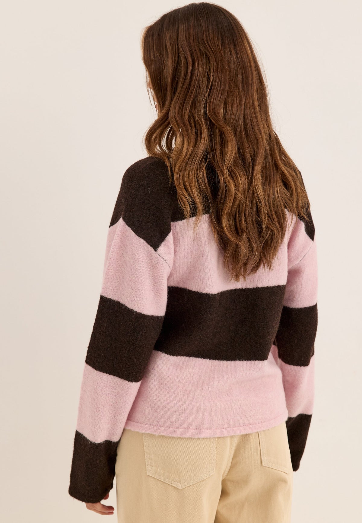 Pink Striped Collared Rugby Jumper