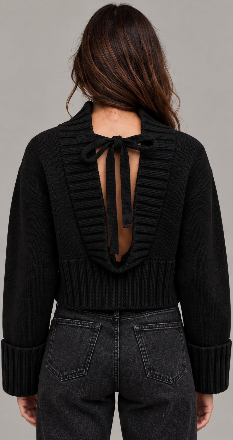 Black Chunky Roll Neck Knit Jumper
