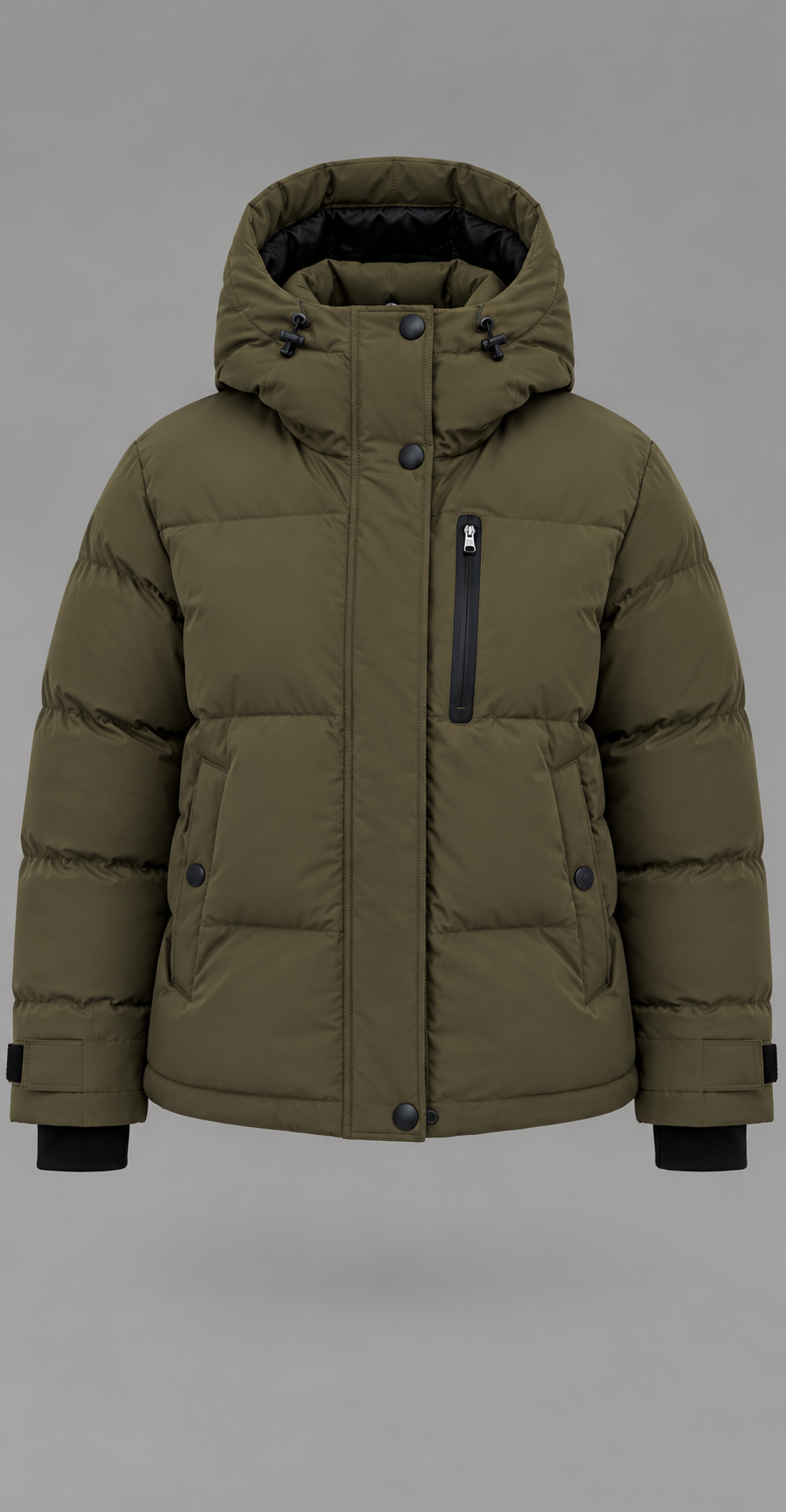 Khaki Hooded Padded Puffer Jacket