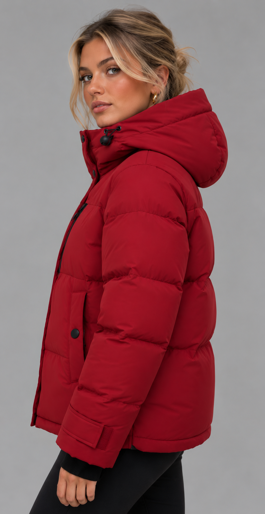 Red Hooded Padded Puffer Jacket