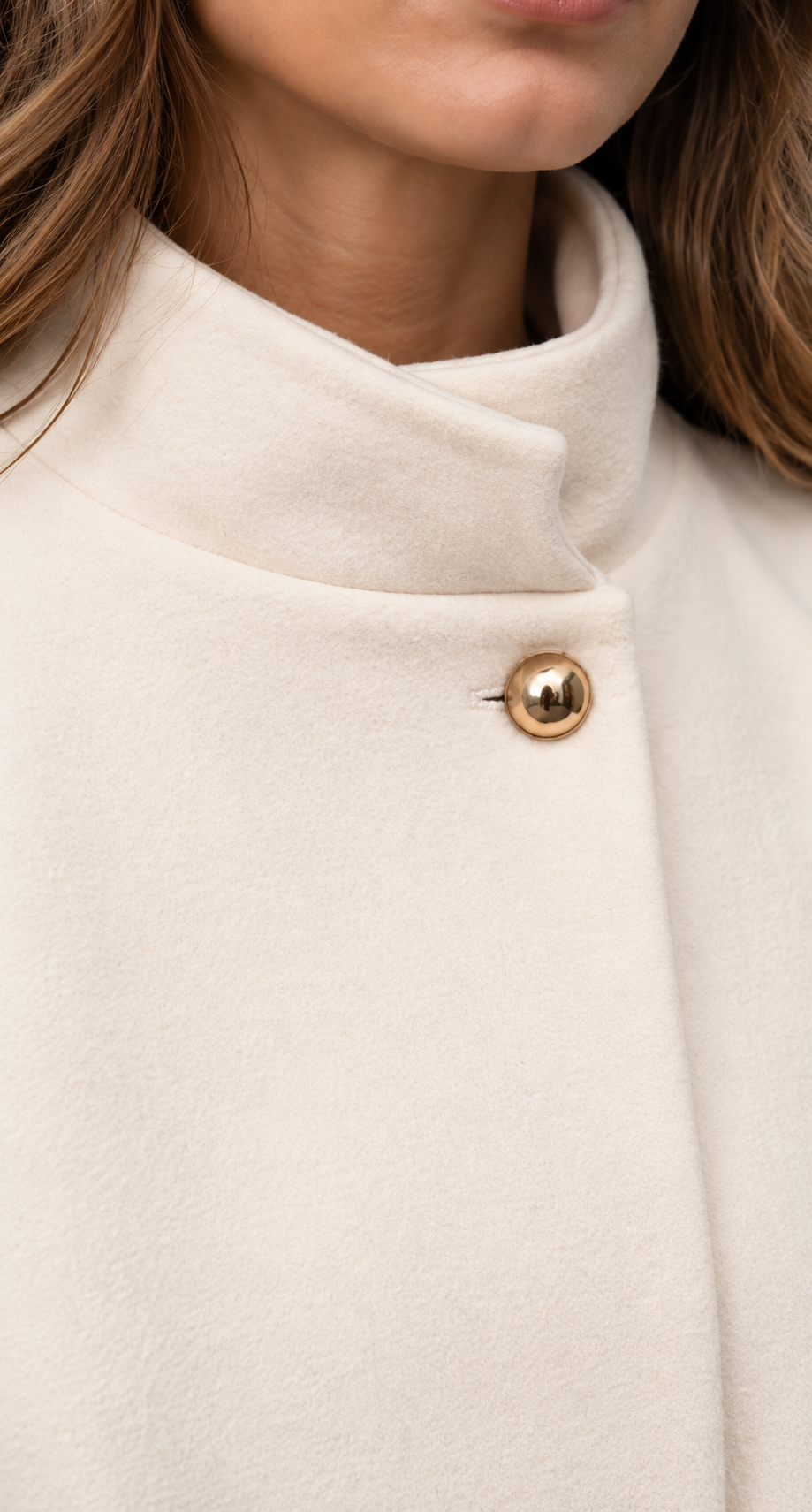 Cream Belted Wool Cape Coat