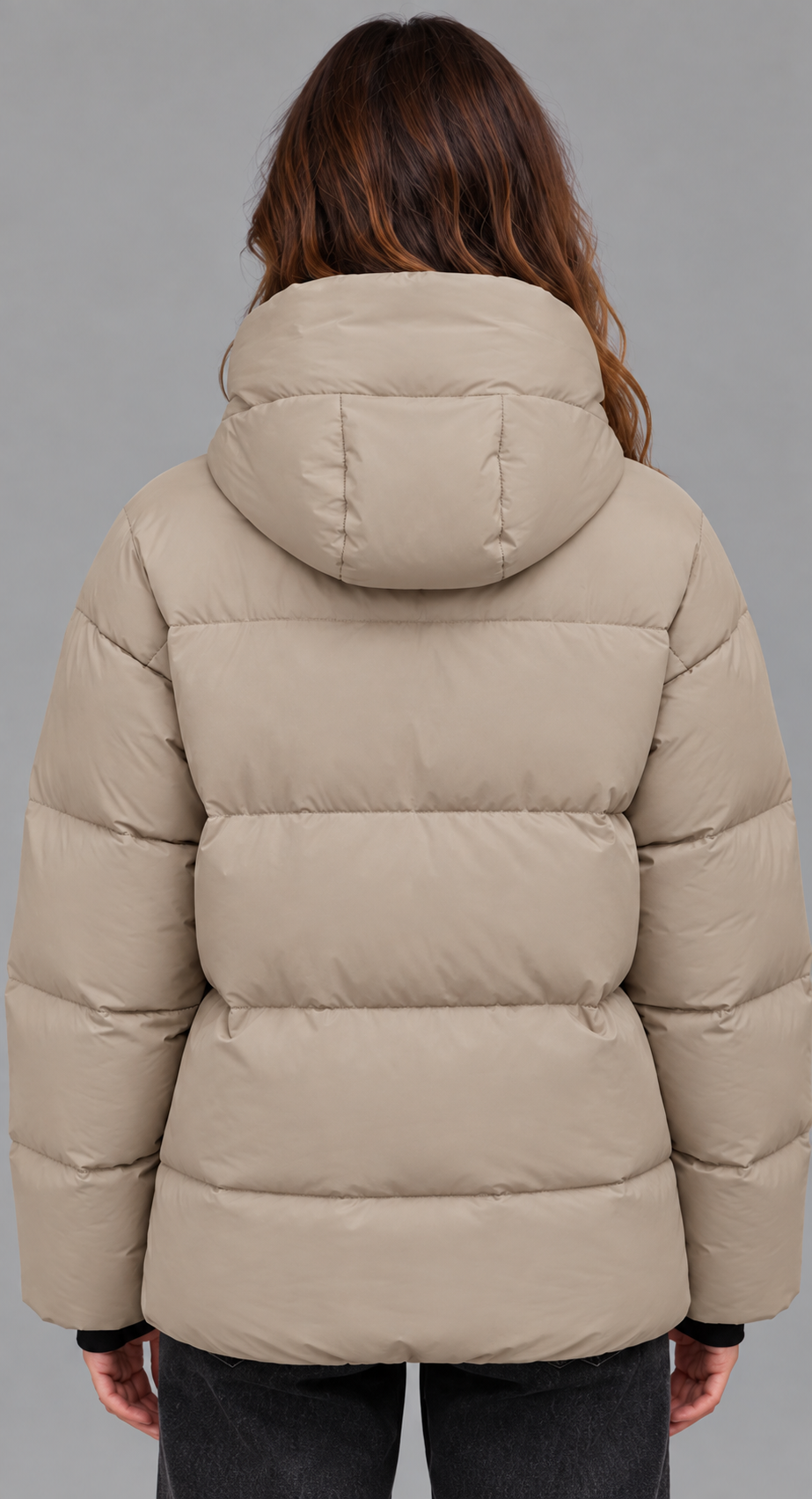 Beige Hooded Puffer Jacket