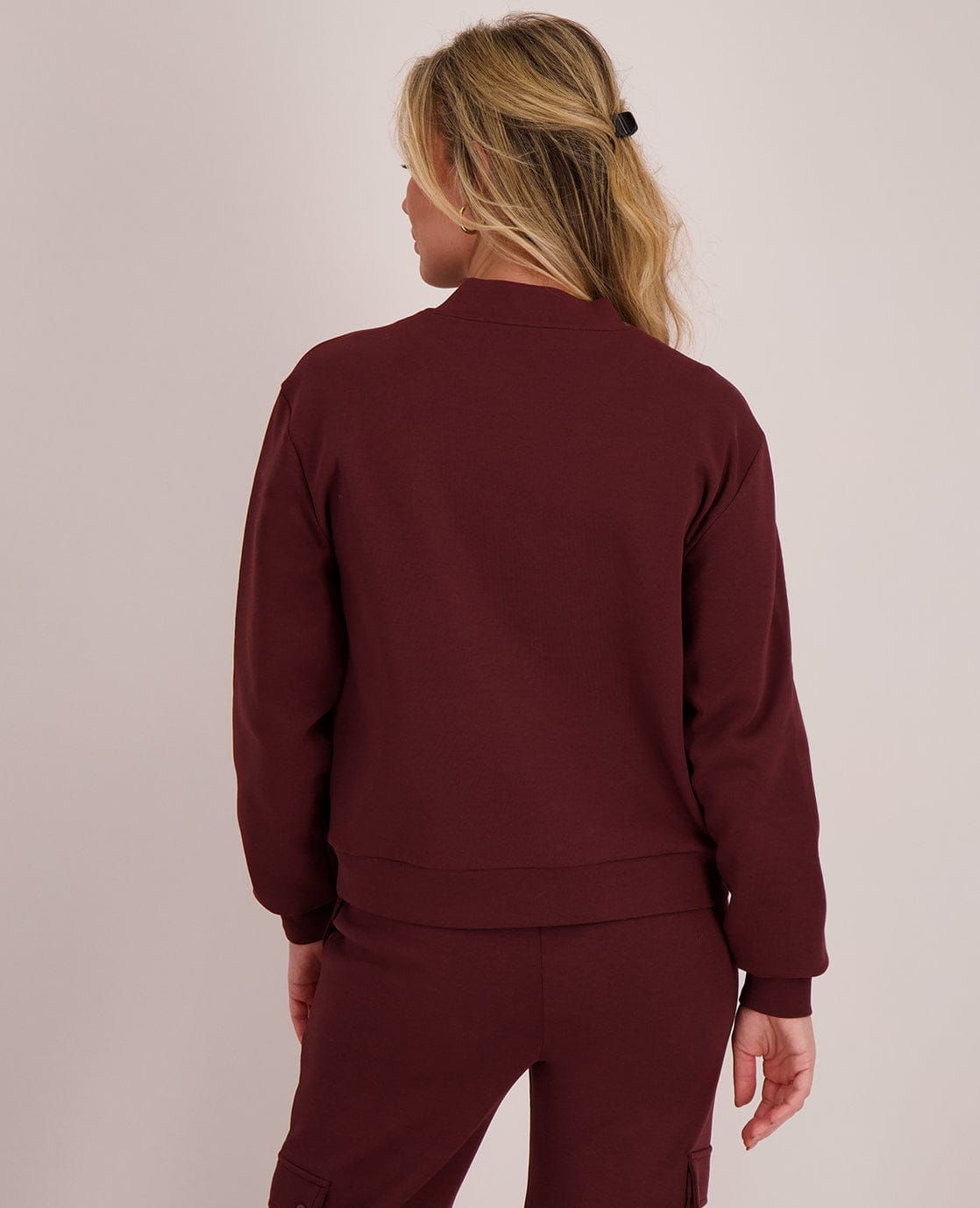 Burgundy Button-Up Cardigan Jacket