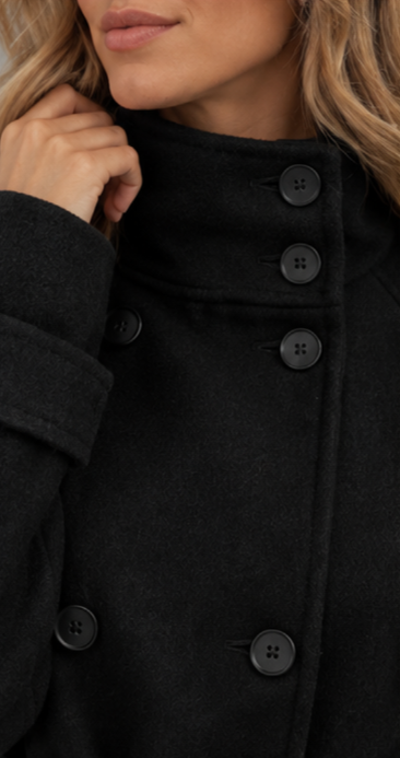 Black Cropped Belted Wool Jacket