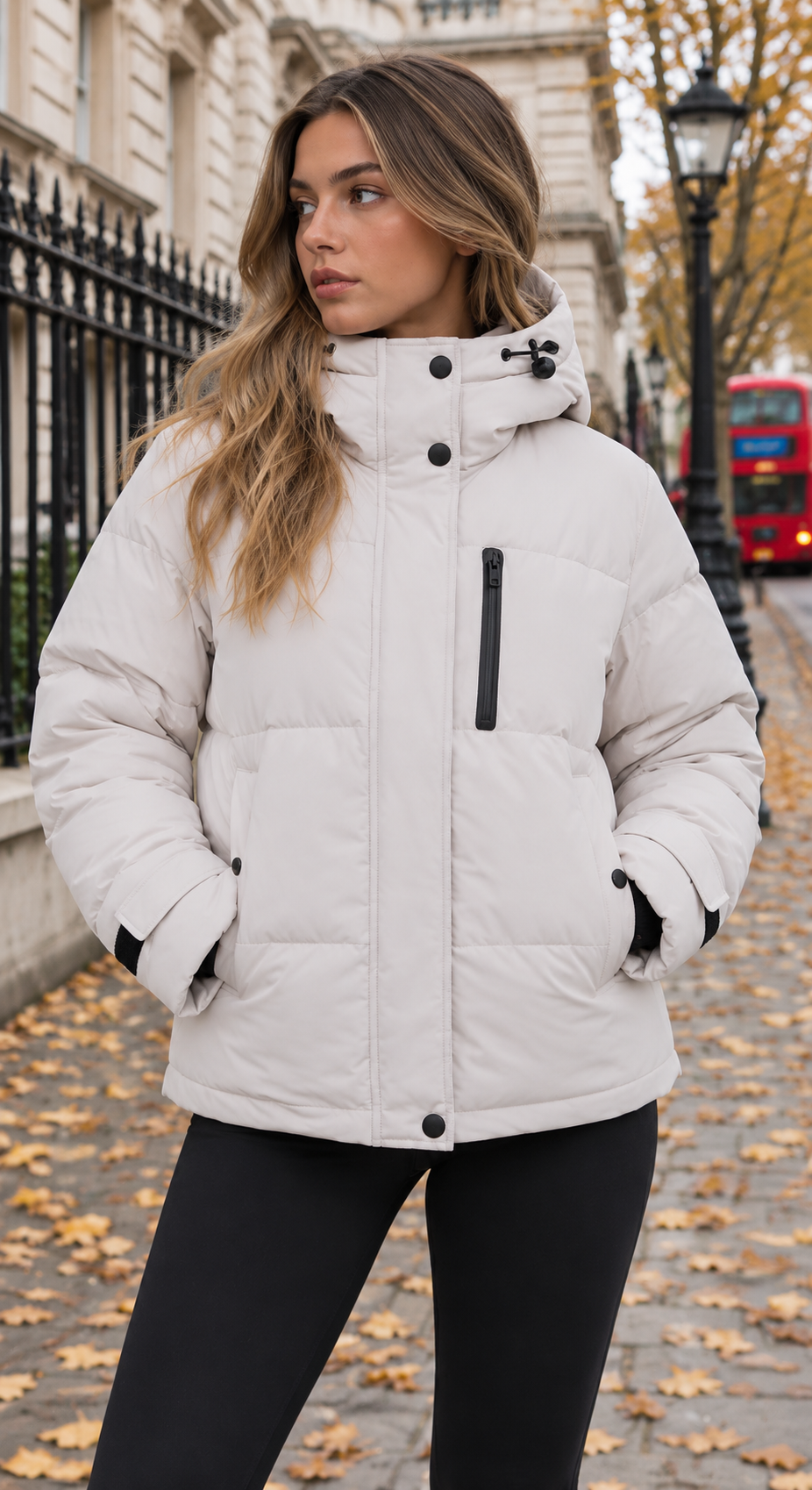 Cream Hooded Padded Puffer Jacket