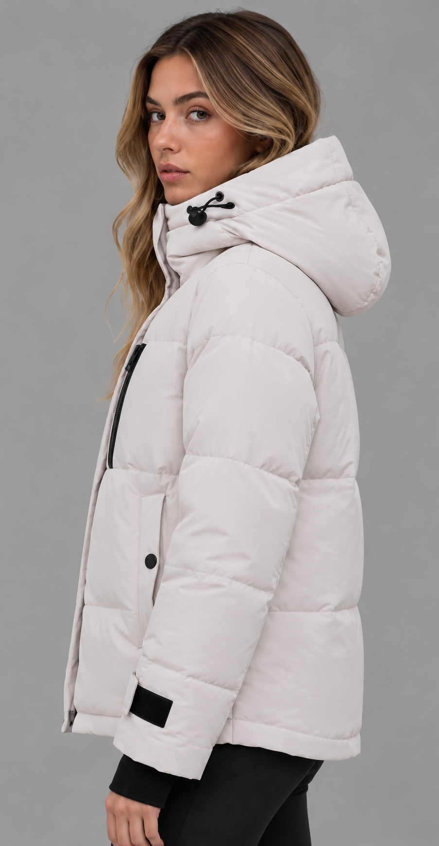Cream Hooded Padded Puffer Jacket