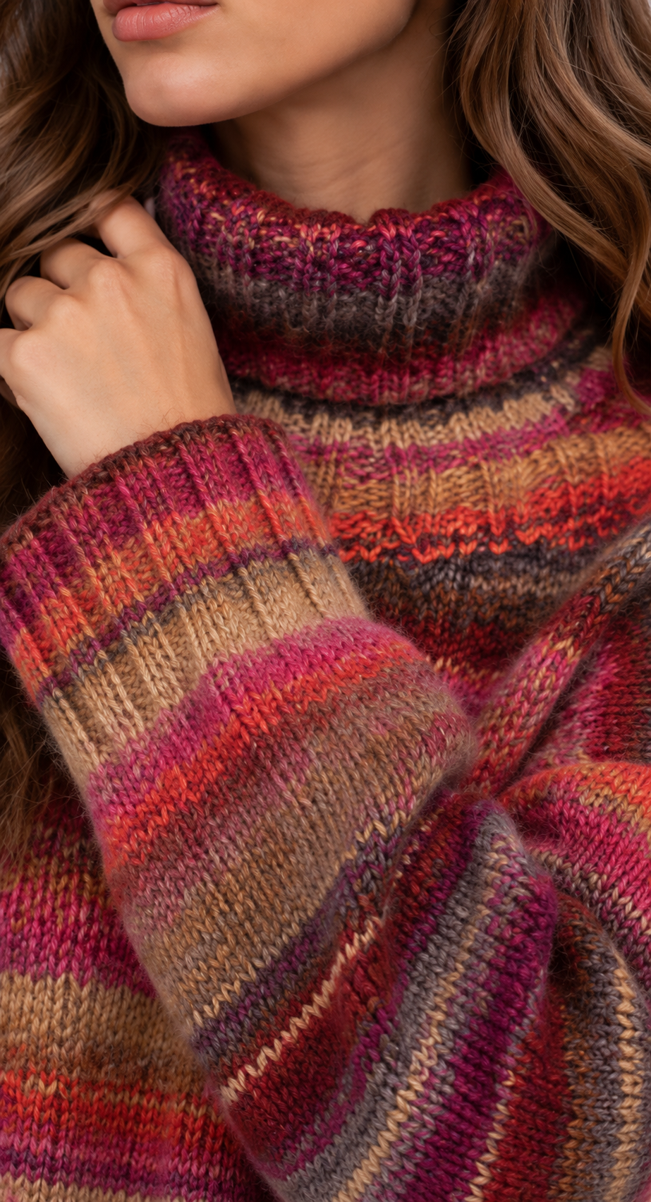 Multicolour Striped Roll Neck Jumper
