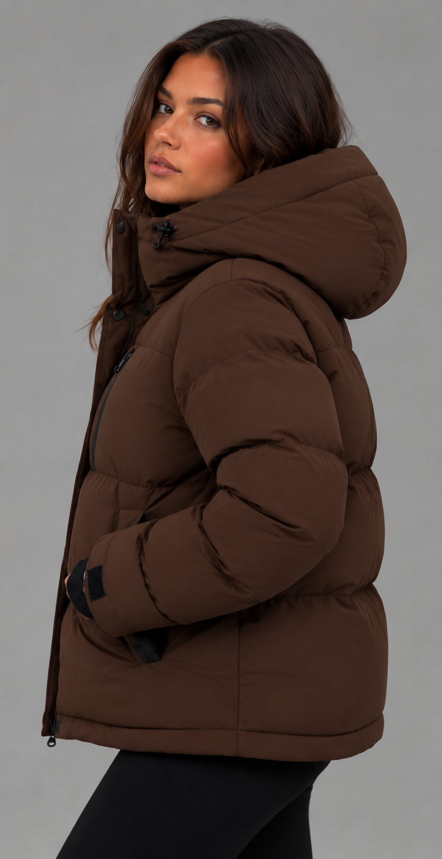Brown Hooded Padded Puffer Jacket