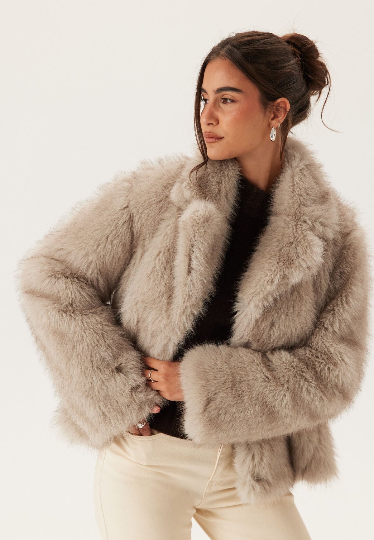 Cropped Faux Fur Jacket