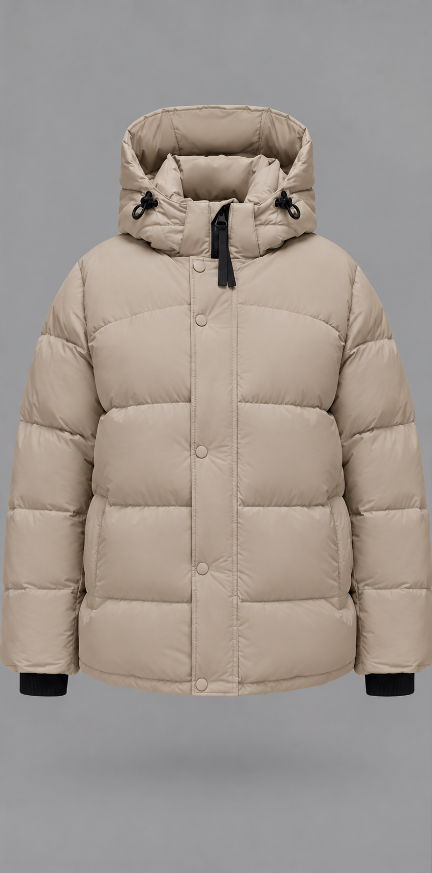 Beige Hooded Puffer Jacket