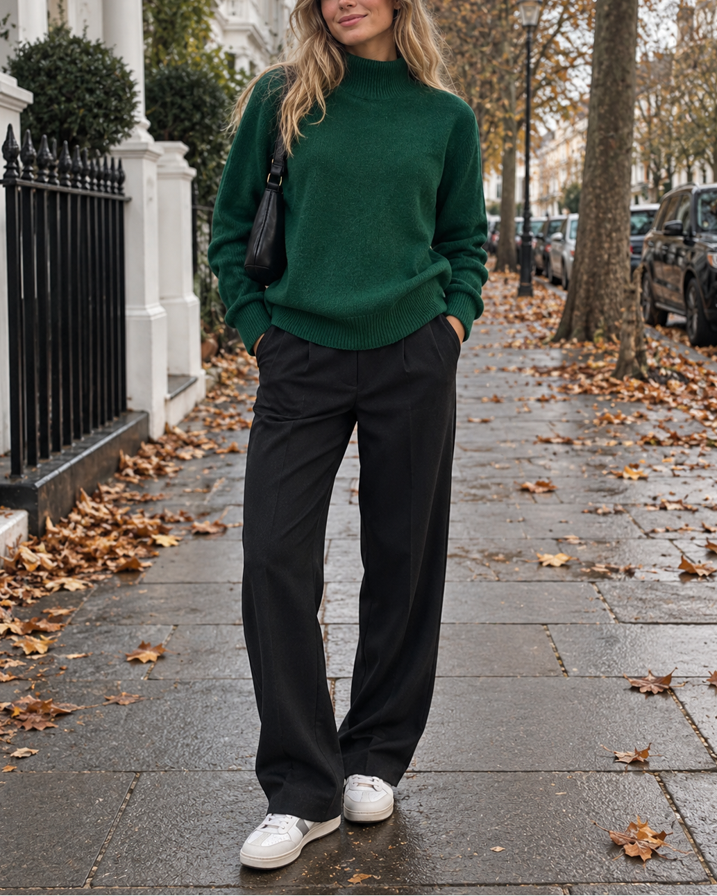 Forest Green Ribbed Turtleneck Jumper