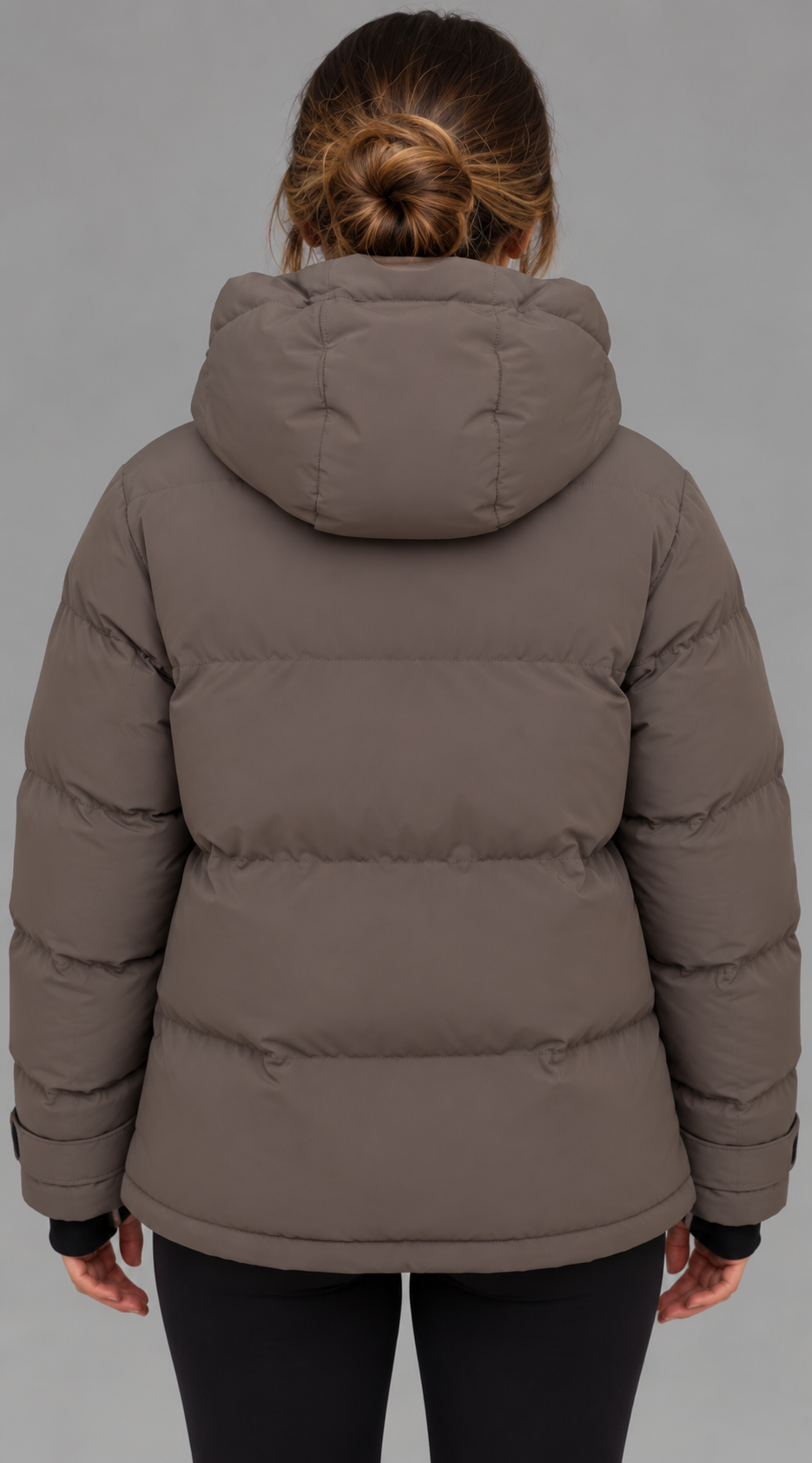 Taupe Hooded Padded Puffer Jacket