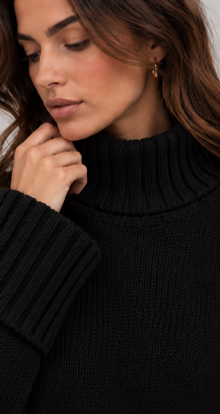 Black Chunky Roll Neck Knit Jumper
