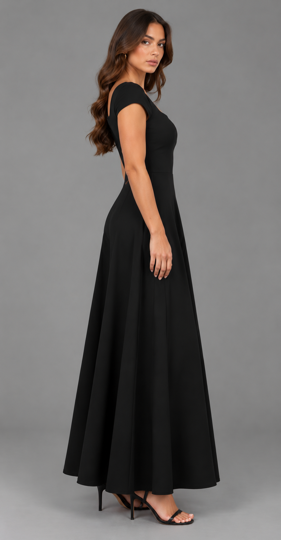 Square Neck Fit and Flare Maxi Dress