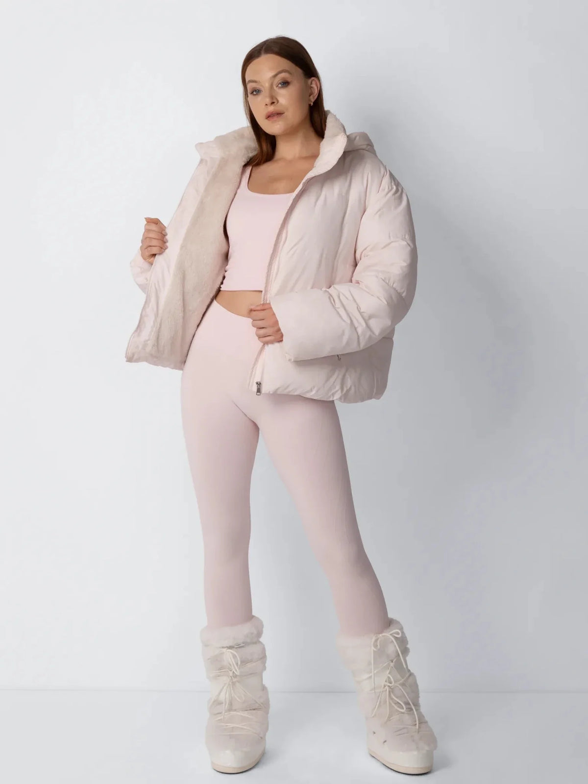 Cropped Fleece-Lined Puffer Jacket